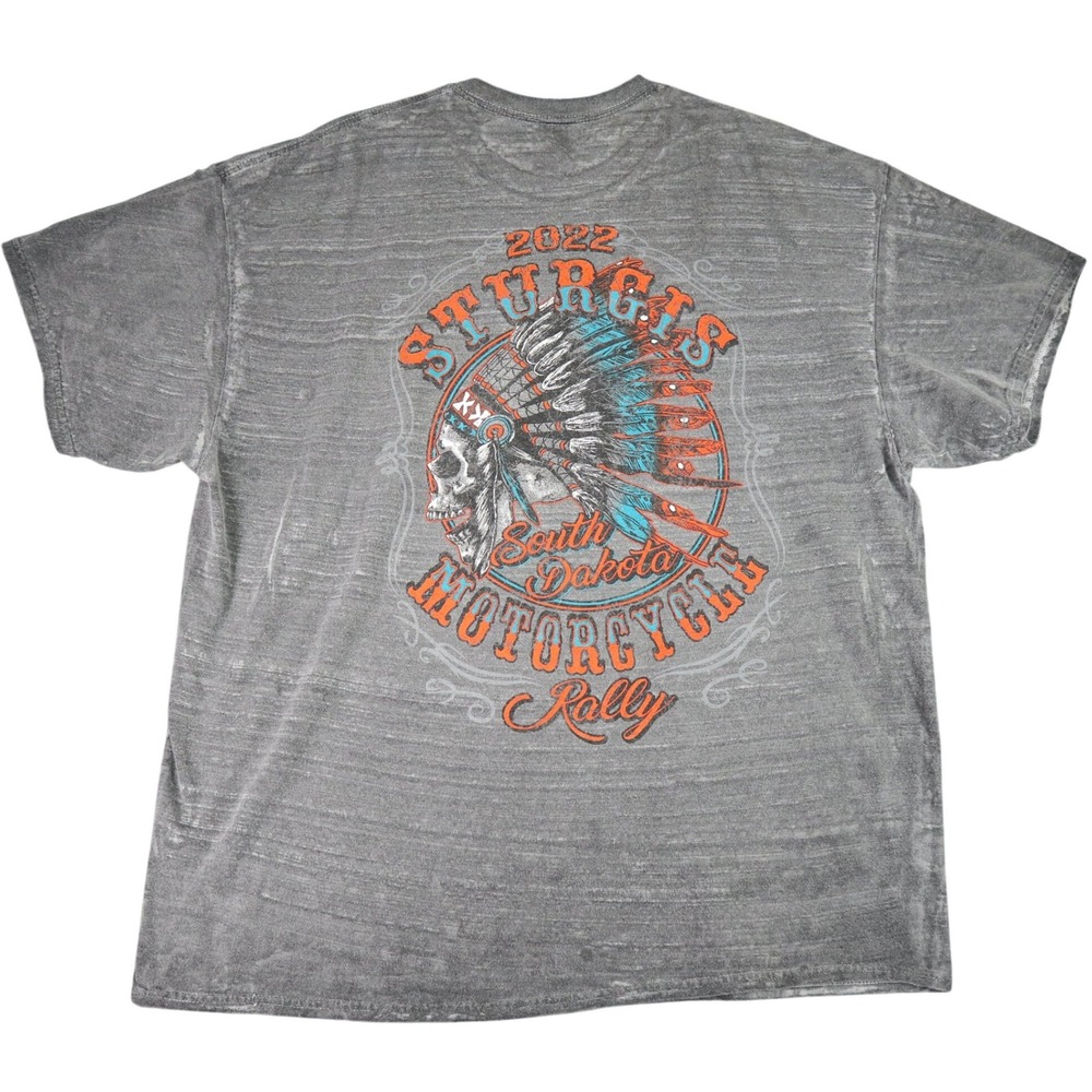 Sturgis Motorcycle Rally 2022 Shirt Mens 2XL Grey Graphic Skull Biker